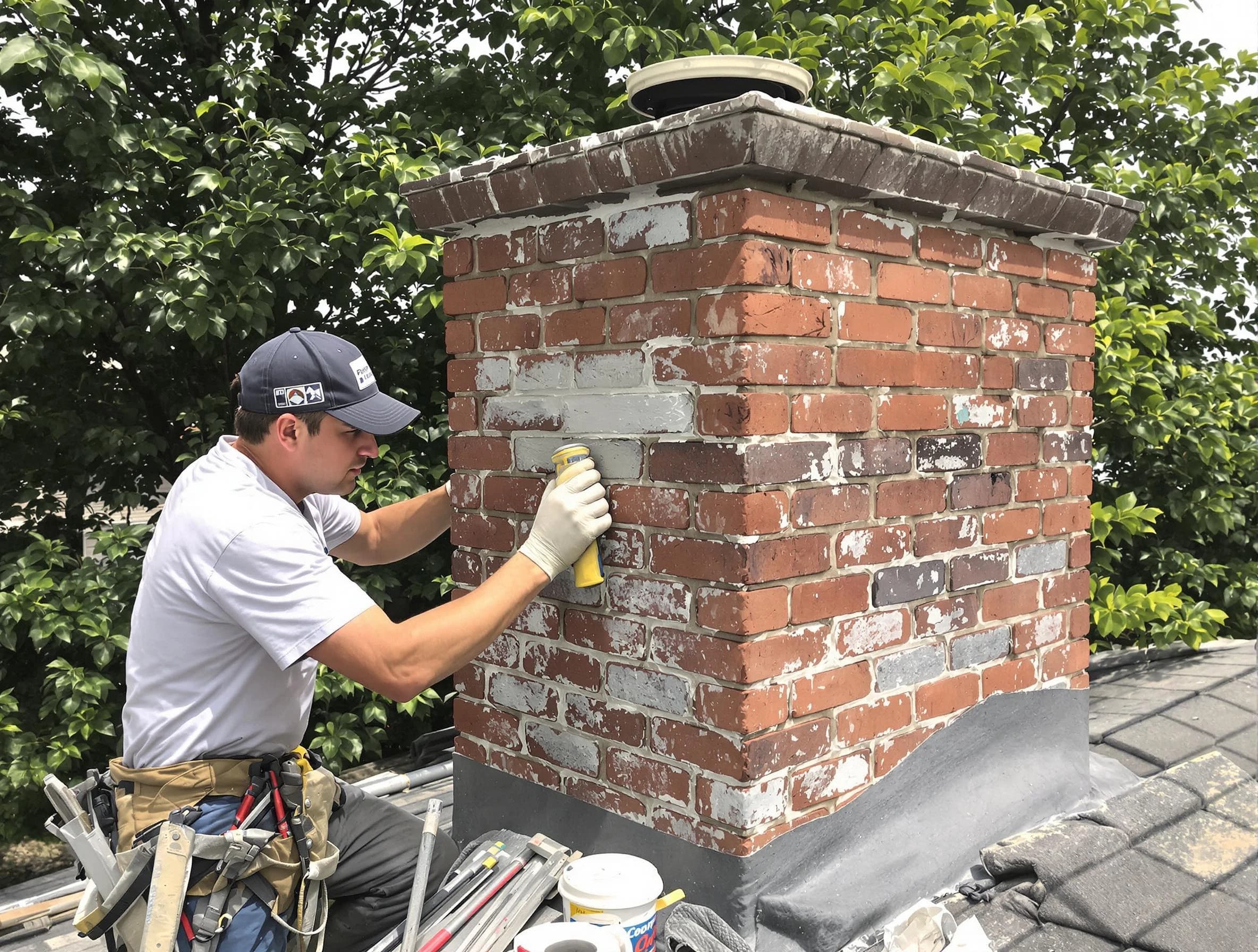 Helena Chimney Sweep restoring an aging chimney in Helena, AL