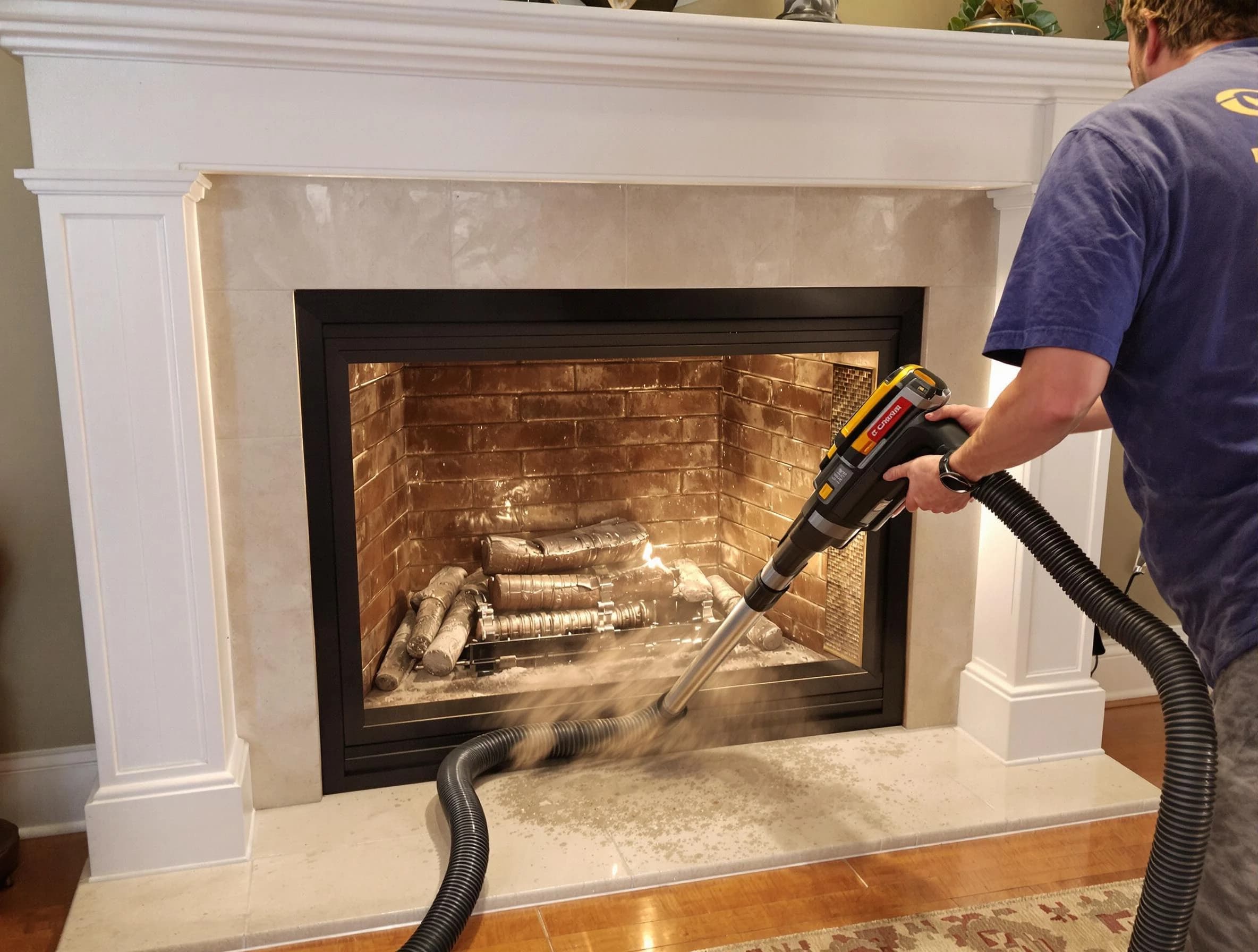 Fireplace cleaning performed by Helena Chimney Sweep in Helena, AL