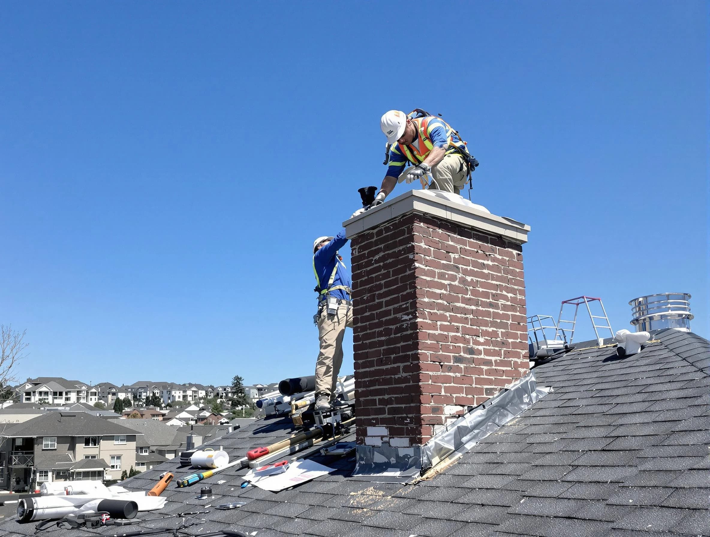 Helena Chimney Sweep repairing a chimney crown in Helena, AL