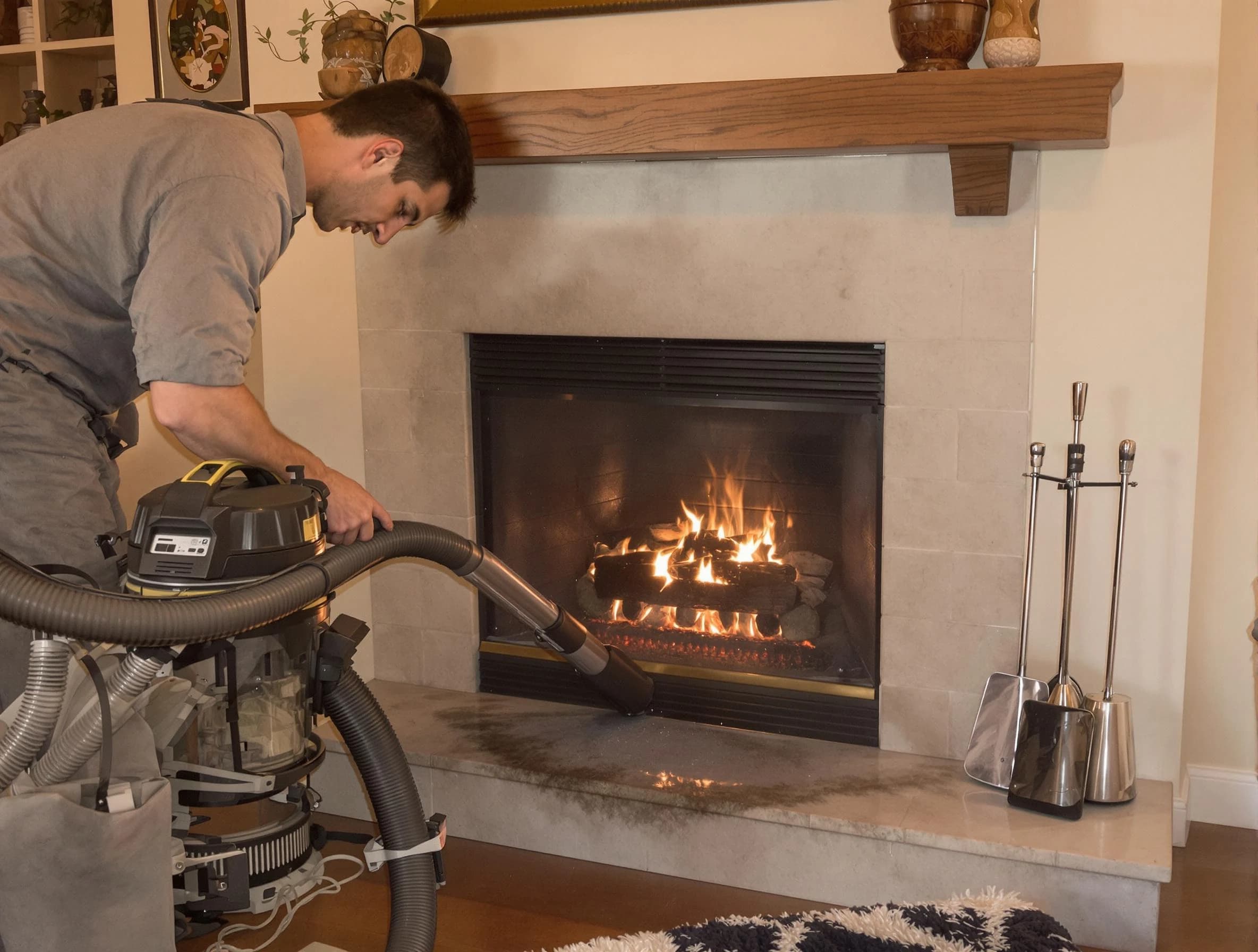 Routine fireplace upkeep by Helena Chimney Sweep in Helena, AL