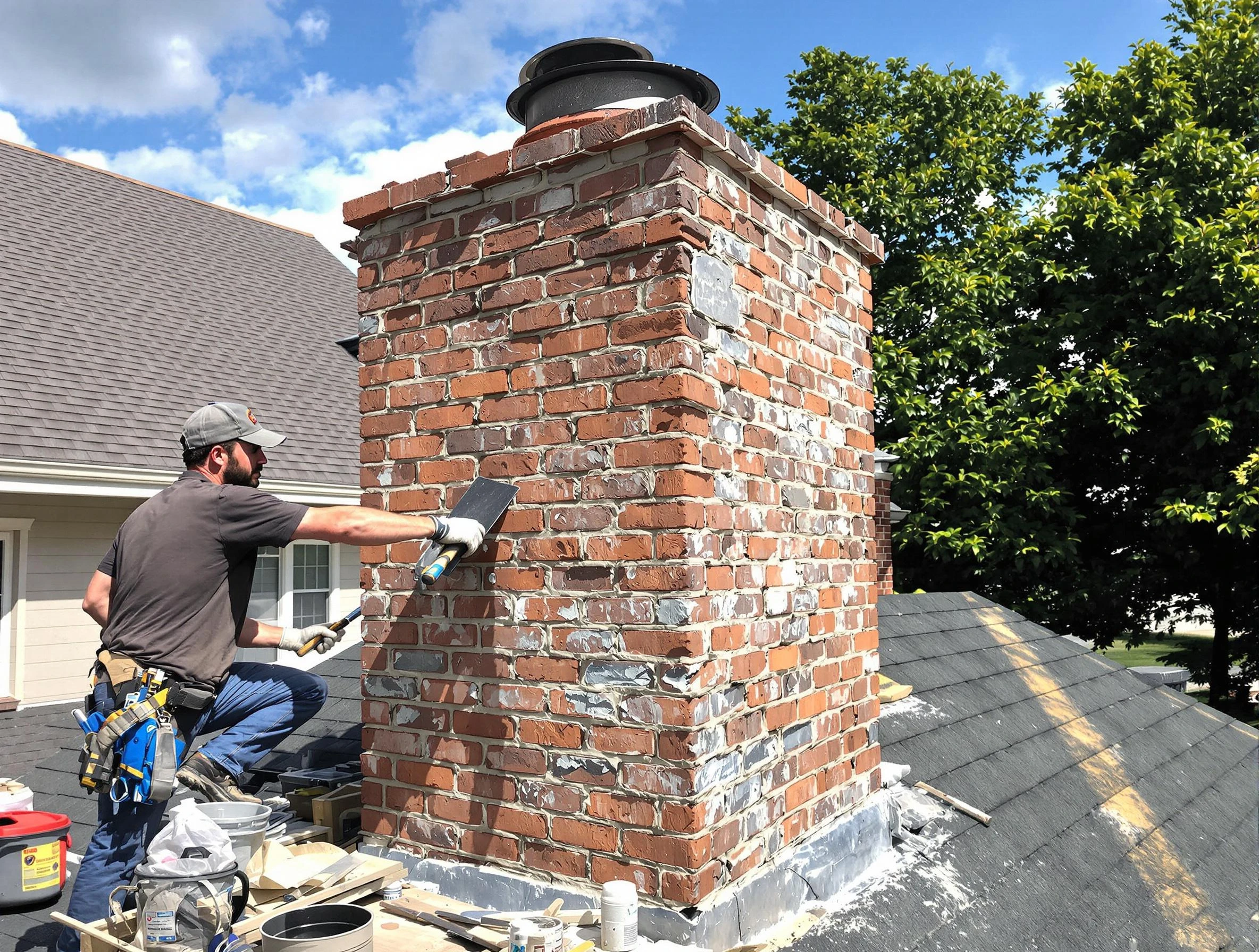 Completed chimney rebuild by Helena Chimney Sweep in Helena, AL