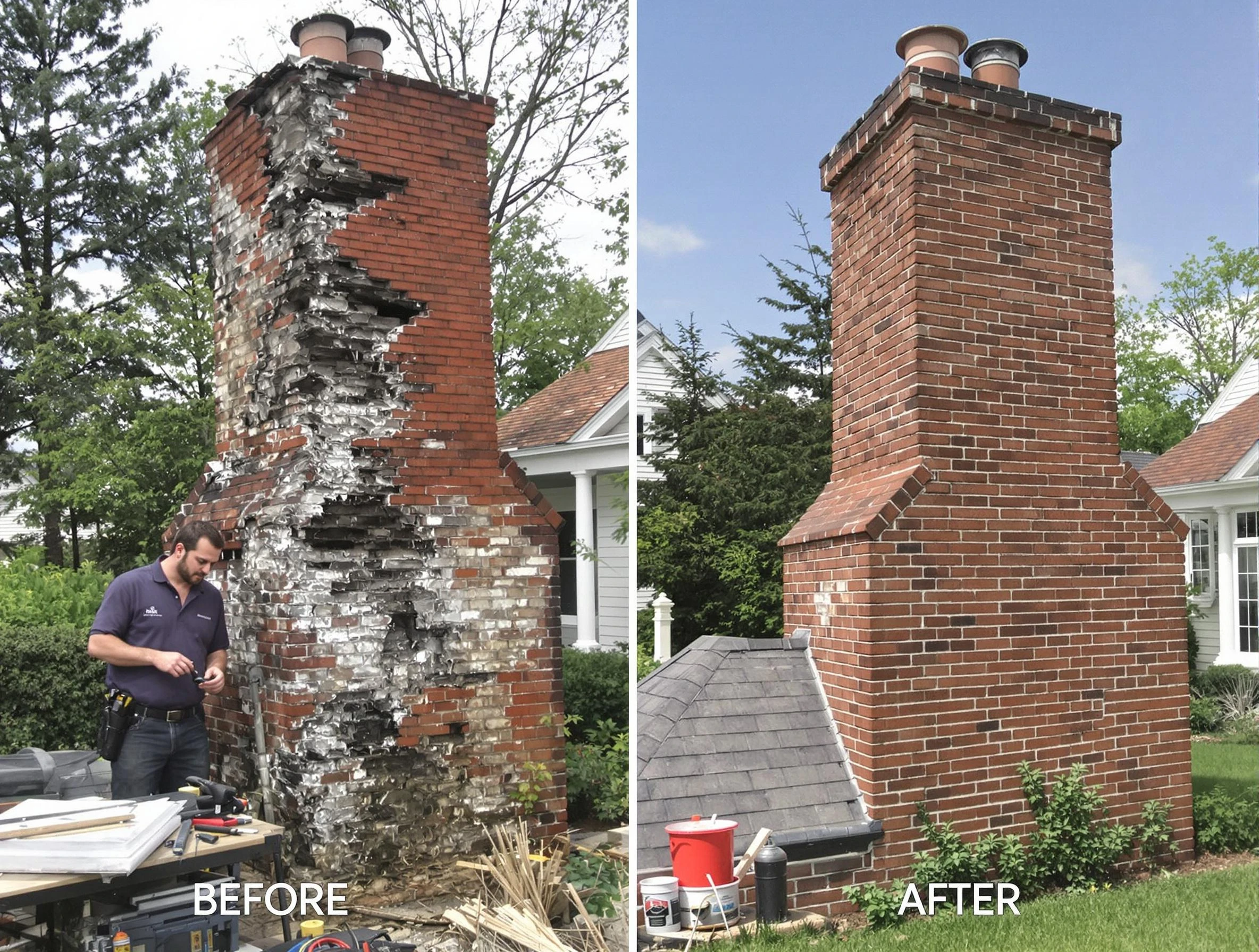 Helena Chimney Sweep performing a full chimney restoration in Helena, AL
